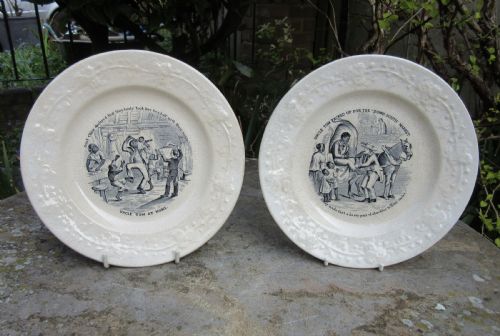 Pair of Victorian Uncle Tom's Cabin Plates C1850