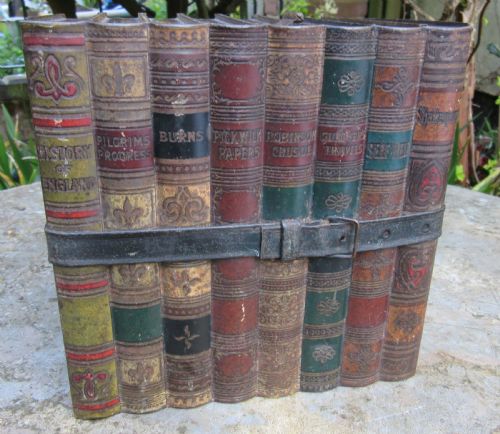 fig 1. HUNTLEY & PALMERS LIBRARY BOOKS BISCUIT TIN c1900