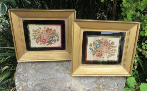 Pair of Victorian Petit Point Needleworks