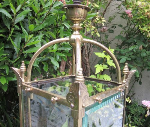 ENGLISH BRASS AESTHETIC MOVEMENT STYLE HALL LANTERN C1890 - ADDITIONAL PHOTO 2