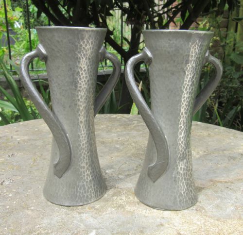 Pair of Art Nouveau Pewter Vases No 030 for Liberty & Co  C1910