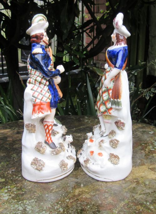 FINE PAIR OF VICTORIAN STAFFORDSHIRE SCOTTISH FIGURES C1860 - ADDITIONAL PHOTO 4