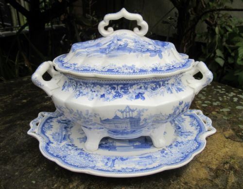 John Rogers & Son Florence Sauce Tureen, Stand & Cover C1830