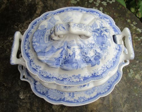fig 1. JOHN ROGERS & SON FLORENCE SAUCE TUREEN, STAND & COVER c1830