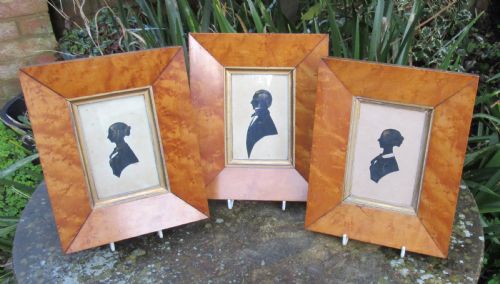 Set of Three Maple Framed Silhouettes C1840