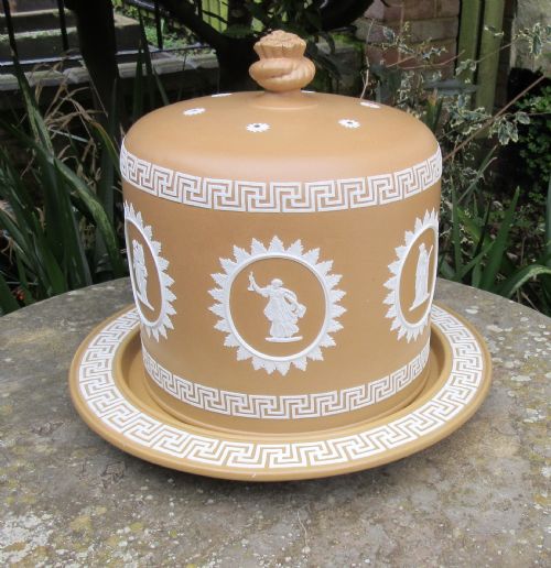 Staffordshire Jasperware Cheese Dome & Stand C1870