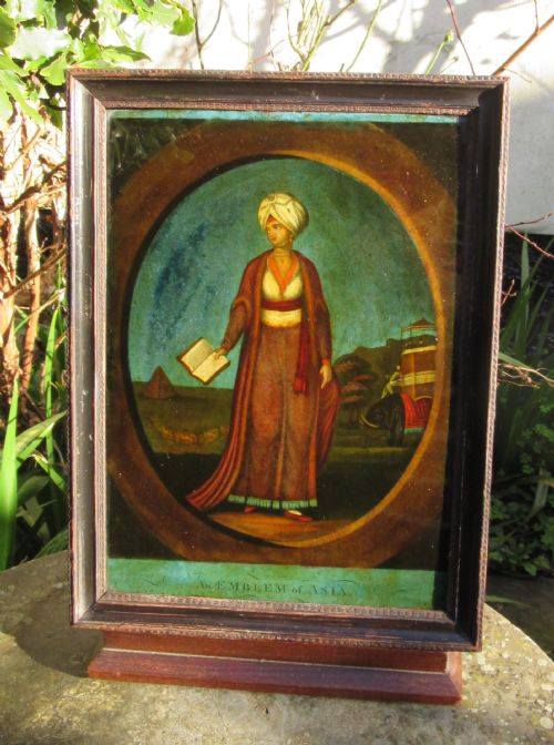 Georgian Reverse Glass Painting 'The Emblem of Asia'