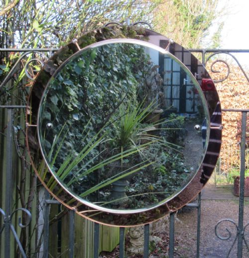 Art Deco Peach Edged Wall Mirror