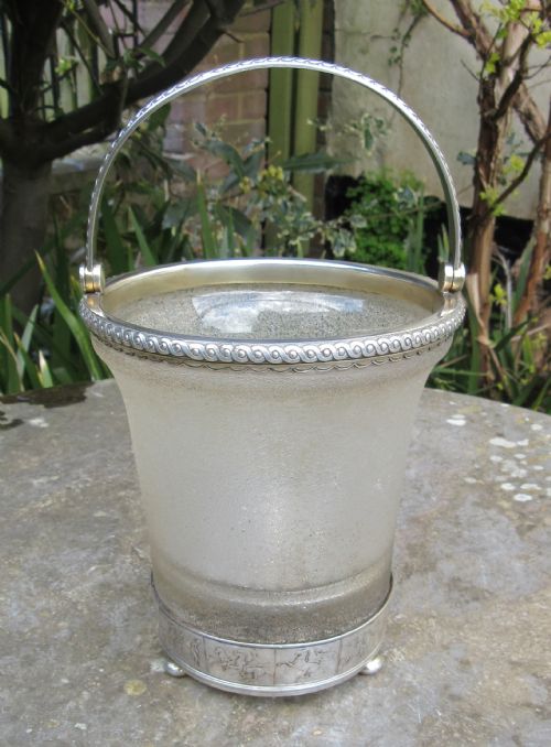 Elkington & Co Silver Plated Glass Ice Bucket C1880