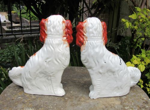 fig 1. GRAND PAIR OF RED & WHITE STAFFORDSHIRE DOGS c1860