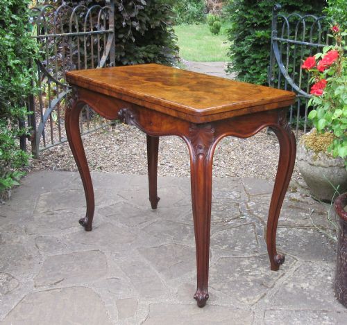 Fine Victorian Burr Walnut Card Table C1860
