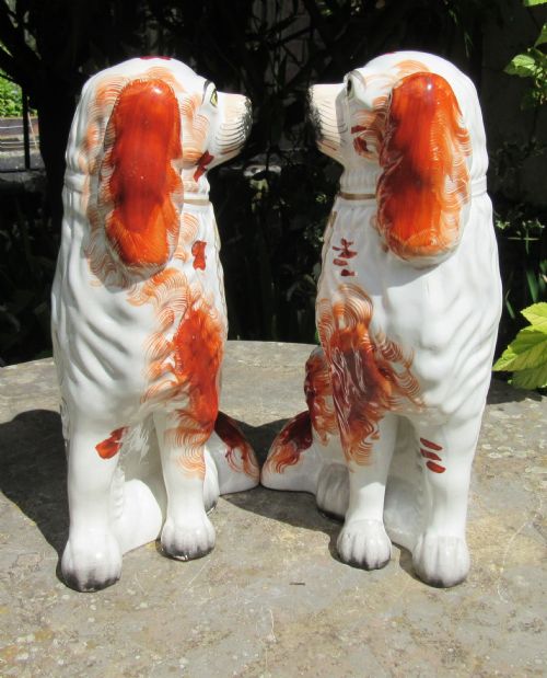 fig 1. GOOD PAIR OF RED & WHITE STAFFORDSHIRE DOGS c1860