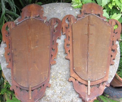 PAIR OF CARVED PINE WALL MIRRORS C1910 - ADDITIONAL PHOTO 2