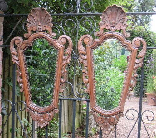 PAIR OF CARVED PINE WALL MIRRORS C1910 - ADDITIONAL PHOTO 4