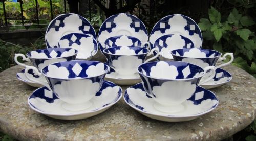 Set of 8 English Porcelain Cups & Saucers C1840