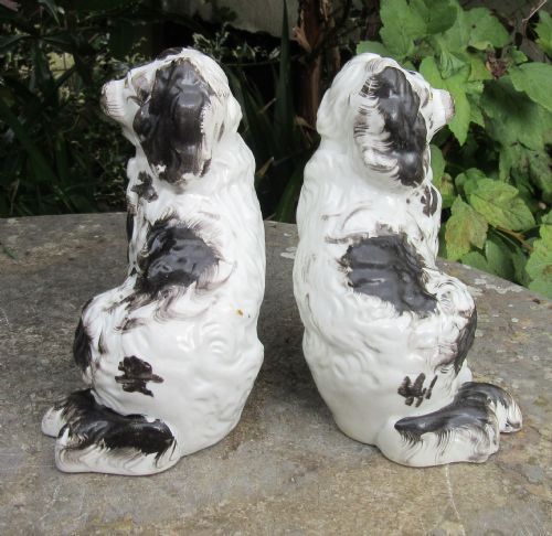fig 1. FINE MARKED PAIR STAFFORDSHIRE BLACK & WHITE DOGS c1840