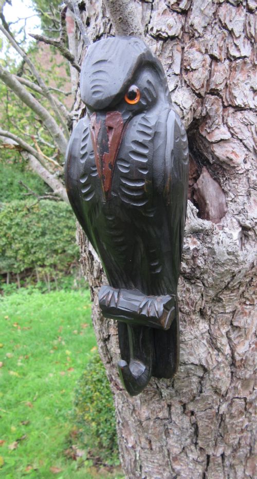 1920s Carved Woodpecker Coat Hook