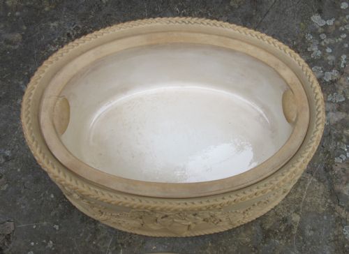 fig 1. WEDGWOOD BISCUIT WARE GAME PIE DISH & LINER 1867