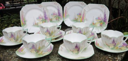 fig 1. SHELLEY QUEEN ANNE GARDEN URN 11617 TEA SET c1930