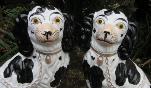 fig 1. PAIR OF VICTORIAN BLACK & WHITE STAFFORDSHIRE DOGS No2 c1860