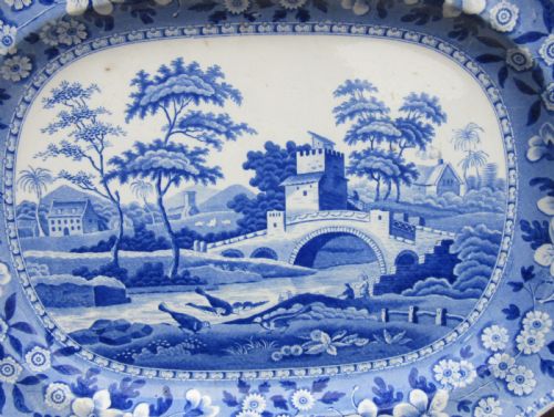 SPODE BLUE WHITE TOWER PATTERN SERVING PLATTER C1820 - ADDITIONAL PHOTO 1