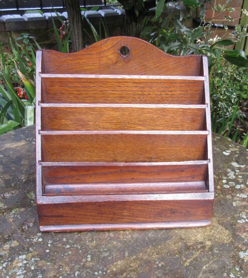 Edwardian Oak Letter Rack Patent 3519/08