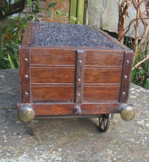 ANTIQUE OAK RAILWAY COAL WAGON HUMIDOR C1890 - ADDITIONAL PHOTO 5