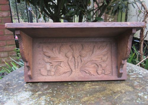 Dry Oak Carved Scottish Wall Shelf C1880