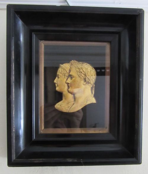 19th C Gilt Metal Framed Plaque Napoleon & Josephine