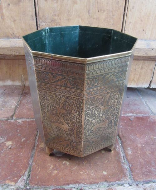 English Brass Kinco Orientalist Waste Paper Bin