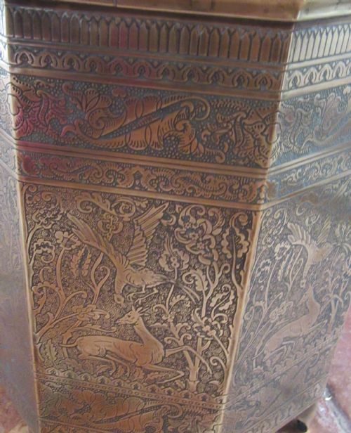 fig 1. ENGLISH BRASS KINCO ORIENTALIST WASTE PAPER BIN
