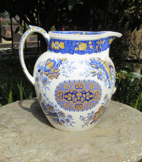 LARGE SPODE TROPHIES MARBLE PATTERN WATER JUG C1830 - ADDITIONAL PHOTO 2