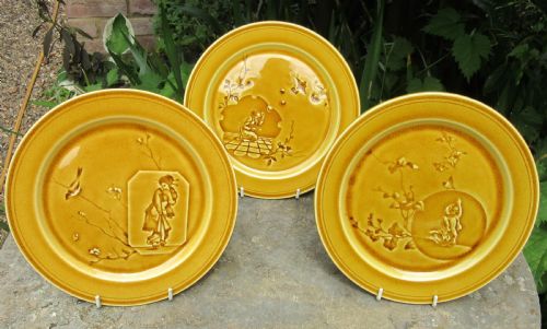 fig 1. SET OF 10 FRENCH MAJOLICA AESTHETIC MOVEMENT PLATES c1880