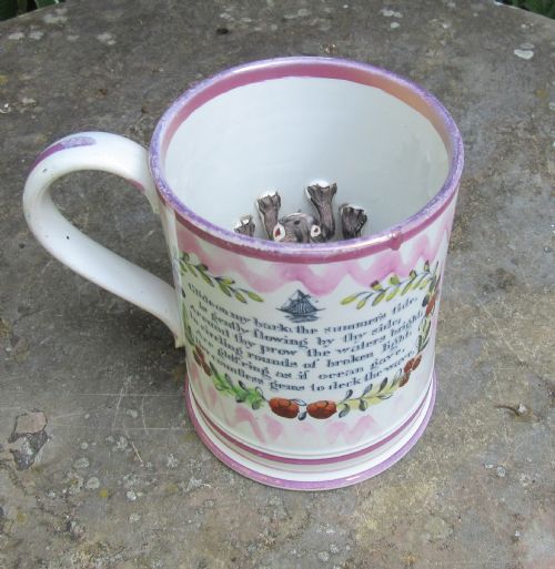 Sunderland Lustre Iron Bridge Frog Mug C1860