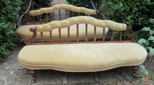 fig 2. PAIR ENGLISH WALNUT SOFAS WINDOW SEATS c1870