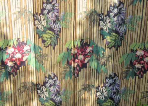 fig 1. ORIGINAL PRINTED FLORAL BAMBOO FOUR FOLD SCREEN c1910