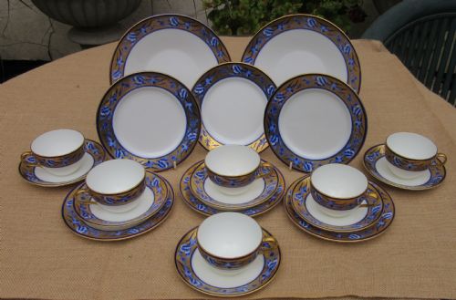 Shelley Late Foley 8190 Blue Swallow Tea Set C1910