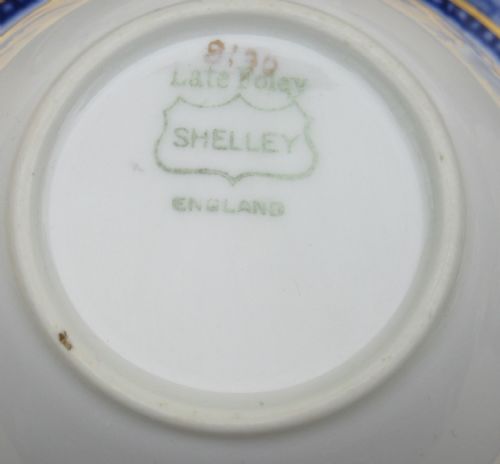 fig 1. SHELLEY LATE FOLEY 8190 BLUE SWALLOW TEA SET c1910