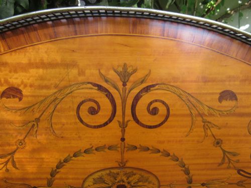FINELY INLAID SATINWOOD TRAY WITH BRASS GALLERY C1880 - ADDITIONAL PHOTO 2
