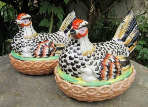 Two Staffordshire Hens on Nests C1860