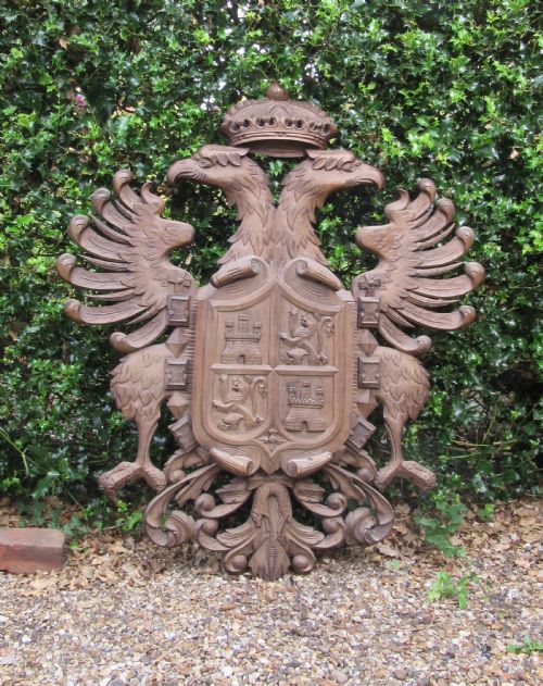 Large Carved Wood Coat of Arms C1920