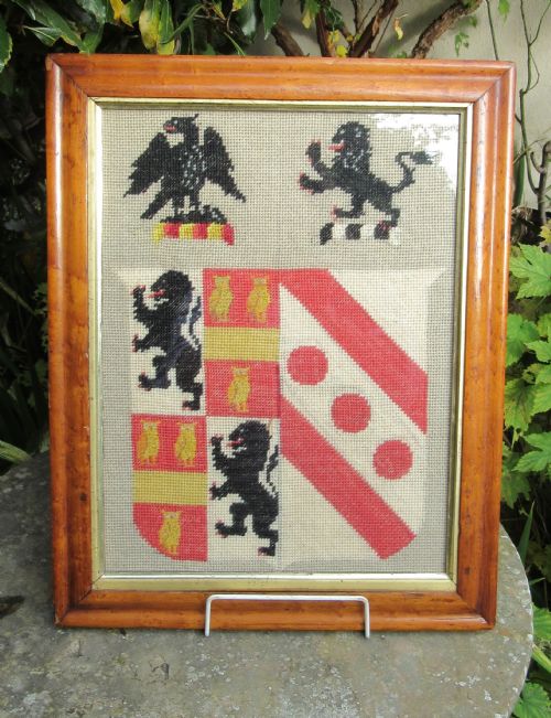 Victorian Framed Heraldic Tapestry C1880