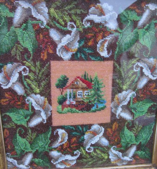 19THC FINE AMERICAN BEADWORK PICTURE - ADDITIONAL PHOTO 1