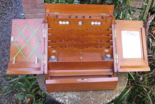 Oak Perpetual Calendar Stationery Box Dated 1895