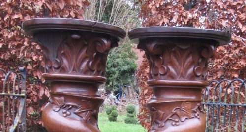 GRAND PAIR OAK SPIRAL COLUMN PEDESTALS C1860 - ADDITIONAL PHOTO 8