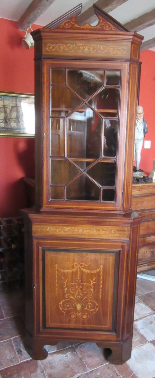 Eswardian Inlaid Mahogany Corner Cupboard C1910
