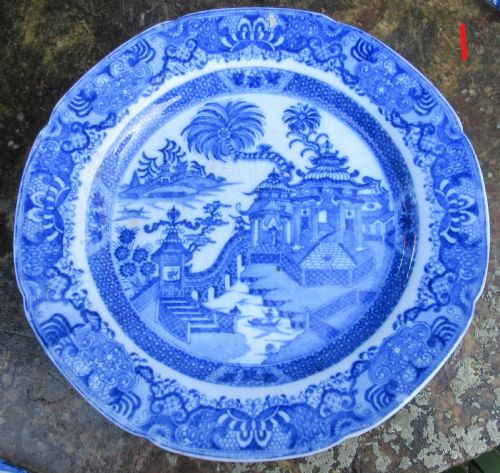 fig 1. COLLECTION OF SIX ENGLISH BLUE & WHITE PLATES c1830