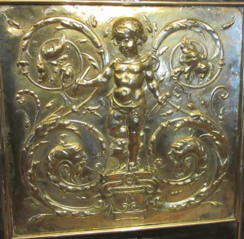 COUNTRY HOUSE EMBOSSED BRASS FIRE SCREEN C1900 - ADDITIONAL PHOTO 2