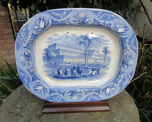 Great Exhibition Blue & White Crystal Palace Platter 1851