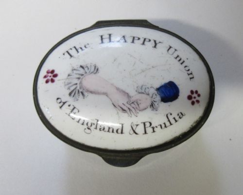 Bilston Battersea Enamel Patch Box the Happy Union